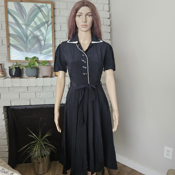 Vintage Dresses & Skirts - 1940"s vintage dress size Medium black The Seamstress of Bloomsbury London